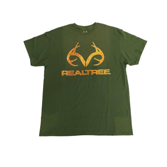 NWT Real Tree Men’s Short Sleeve Woodgrain Preshrunk Green T Shirt SZ Large - Picture 2 of 2